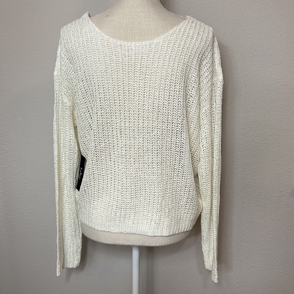 Lulus Born to Fly White Loose Knit Reversible Cropped Sweater - Picture 4 of 5